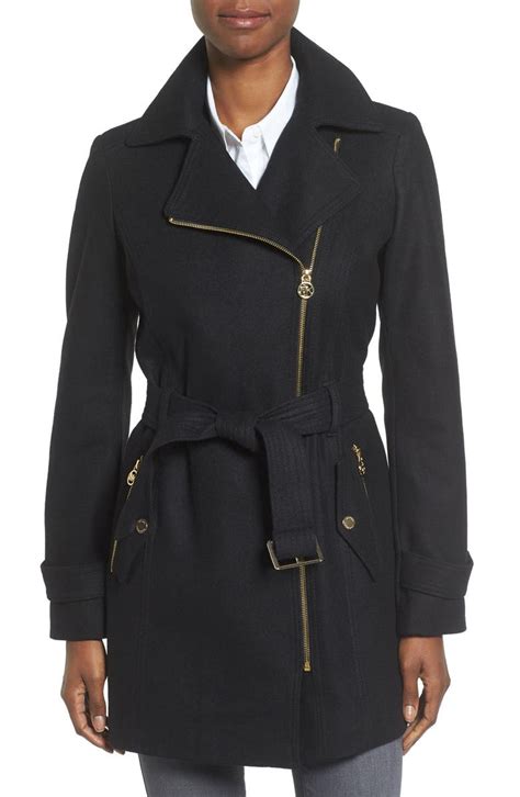 michael kors belted asymmetrical jacket|Michael Kors belt coat.